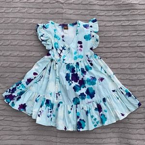 Tea Collection blue floral cross front Mala dress sz 2